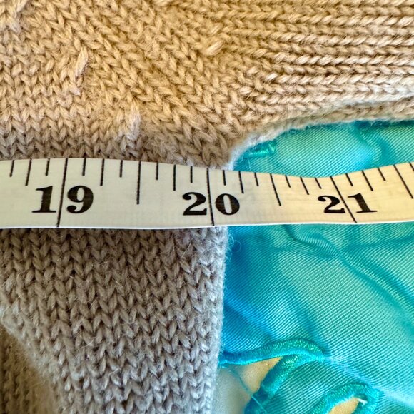 90s Vintage 100% Wool Tan Light Brown Floral Embroidered Shrug Sweater - Picture 7 of 8